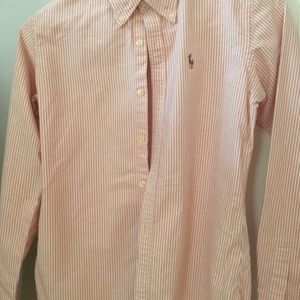 Pink and white striped Ralph Lauren shirt